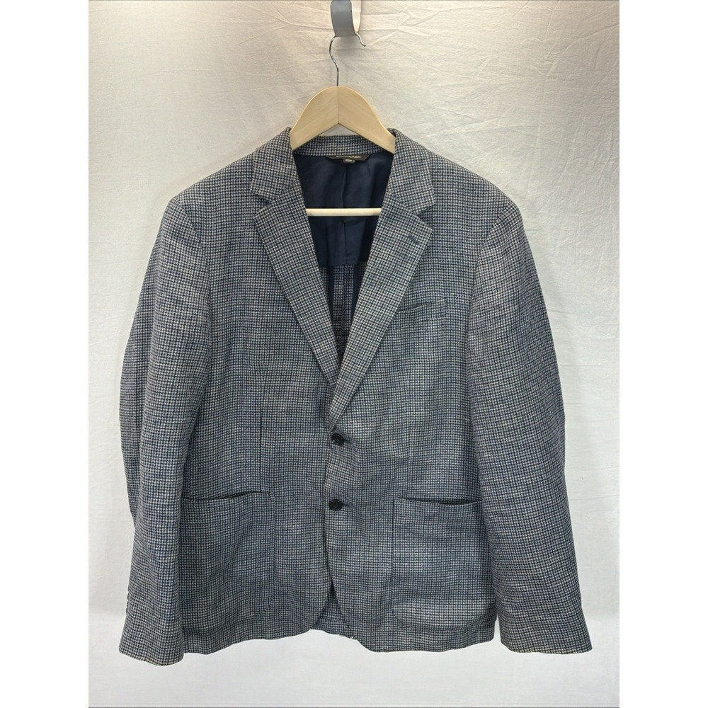 Banana Republic Slim Fit Tweed Blazer Sport Jacket 40s Blue Academia Linen Blend